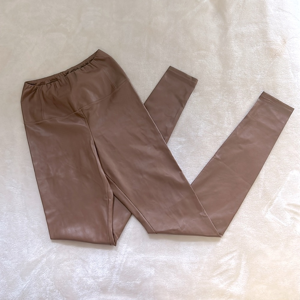 Aritzia Wilfred Daria Colour Cognac Faux Leather Leggings Size Small